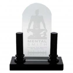 Black Marble Pillar Award, 9.5" wide x 6.25" tall x 3.5" deep