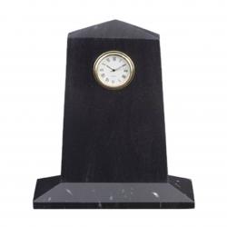 Black Marble Pentagon Clock, 6" wide x 7" tall x 2" deep