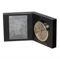 Black Marble Open Book Clock, 8" wide x 5" tall x 1" deep