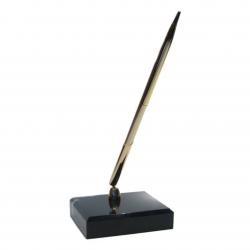 Black Marble Single Pen Stand, 3.25" wide x .75" tall x 2.25" deep