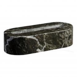 Green Marble Oval Business Card Holder, 5" wide x 1.25" tall x 2" deep