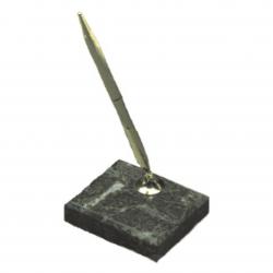 Green Marble Single Pen Stand, 3.25" wide x .75" tall x 2.5" tall