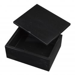 Black Marble Box with Removable Lid, 5" wide x 2" tall x 4" deep