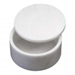 WHITE MARBLE ROUND BOX W/ REMOVABLE LID