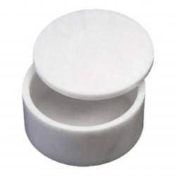 White Marble Round Box with Removable Lid, 4" DIA X 2" tall