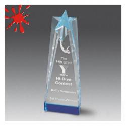 Acrylic Star Tower, 2" Thick clear acrylic, 3.5" wide x 10" tall x 2" deep