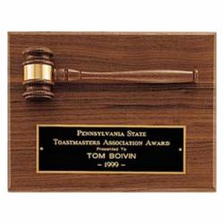 9 x 12 Walnut Gavel Plaque, 3/4" Solid Walnut Plaque, 12" wide x 9" tall