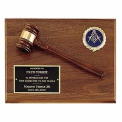 9 x 12 Walnut Diagonal Gavel Plaque, 3/4" Thick solid walnut plaque, 12" wide x 9" tall