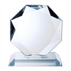 Clear Glass Majestic Octagon, 3/4" thick starfire clear glass, 6" wide x 6.75" tall x 3" deep