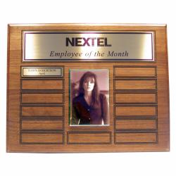 12 x 15 - 13 Walnut Som with Picture award, 3/4" thick hand rubbed walnut, 15" wide x 12" tall