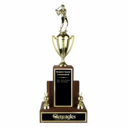 Walnut Trophy with Gold Cup, 27" High