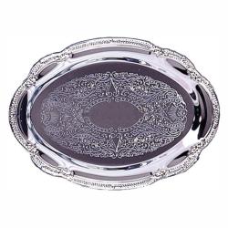 Chrome Plated Oval Tray, 12.5" wide x 8.5" tall