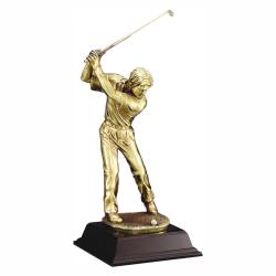 Gold Metallic Male Golfer award, largest size, 16.5" High
