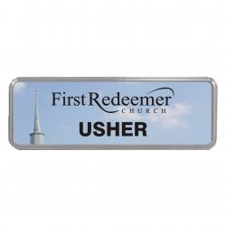3 x 1 Plastic Badge Frame Holder, Silver frame with magnet