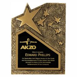 Rising Star Casting Resin Plaque, antique Gold Finish Resin Casting, 6" wide x 8" tall