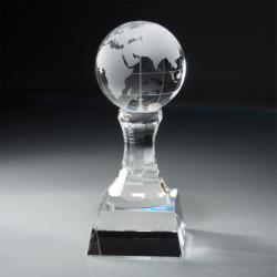 Crystal Globe on Column, 3.5" wide x 10.75" tall