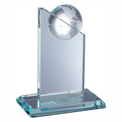Jade Glass World Globe Pinnacle, 5" wide x 10.5" tall x 3" deep