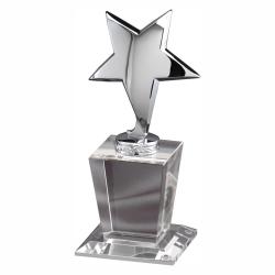 Silver Star on Large Crystal Base, 4" wide x 8" tall