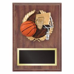 Basketball Plaque with Resin Relief, 7" wide x 9" tall