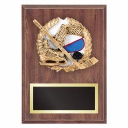 Hockey Plaque with Resin Relief, 7" wide X 9" wide