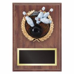 Bowling Plaque with Resin Relief, 7" wide X 9" wide
