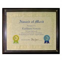 Walnut Veneer Cert. Plaque with Slide in, 13" X 10.5" Certificate Plaque, 13" wide x 10.5" tall