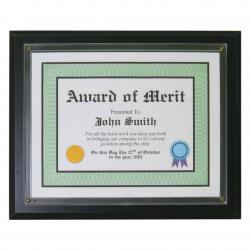 Black Veneer Cert. Plaque with Slide in, 13" wide x 10.5" tall