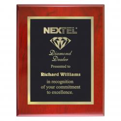 High Gloss Mahogany Finish Plaque, 12" wide x 15" tall