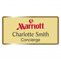 Brass Two Tone Rectangle Badge, 3" wide x 1.5" tall with pin