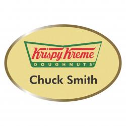 Brass Two Tone Oval Badge, 2.56" wide x 1.69" tall with pin