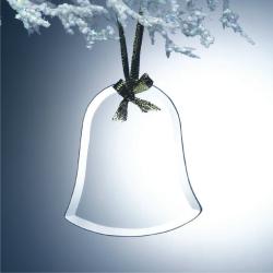Beveled Jade Glass Bell Ornament, 3.25" wide x 3.625" tall x .125" deep