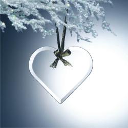 Beveled Jade Glass Heart Ornament, 3.5" wide x 3" tall x .125" deep