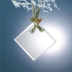 Beveled Jade Glass Square Diamond Ornament, 3.5" wide x 3.5" tall x .125" deep