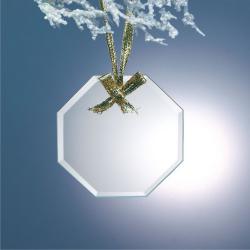 Beveled Jade Glass Octagon Ornament, 3" wide x 3" tall x .125" deep