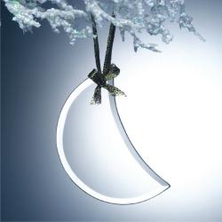 Beveled Jade Glass Moon Ornament, 2" wide x 4" tall x .125" deep