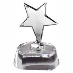 Silver Star on Small Crystal Base, 4.25" wide x 5.75" tall