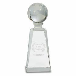 Crystal Globe Column, 2.75" wide x 7.75" tall x 2.75" deep