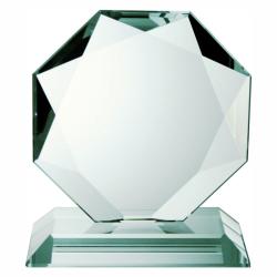 Jade Glass Majestic Octagon, 6" wide x 6.75" tall x 3" deep
