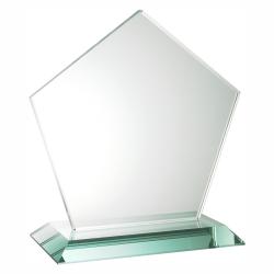 Jade Glass Pentagon, 4" wide x 4.75" tall x 3" deep
