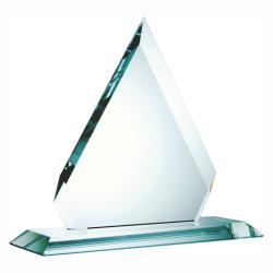 Jade Glass Regal Diamond, 3/4" thick Jade Glass, 8" wide x 8.75" tall x 4" deep