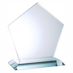 Clear Glass Pentagon, 4" wide x 4.75" tall x 3" deep