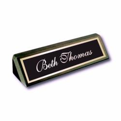 Walnut Slant Front Name Block award, 10.5" wide x 1.75" tall x 2" deep