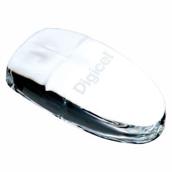 Glass Mouse, 4.375" wide x 1.125" tall x 2.875" deep