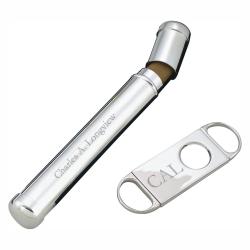 SILVER PLATED CIGAR TUBE & CUTTER