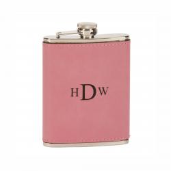 PINK LEATHER 6oz. FLASK