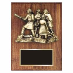 Walnut Firefighter Plaque, 9" wide x 12" tall