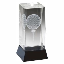 3-D Crystal Golf Award, 2.5" wide x 4" tall x 2.5" deep