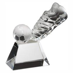 Crystal Soccer Award, 5.5" wide x 5" tall x 2" deep