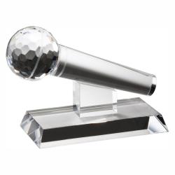 Crystal Microphone award, 7" wide x 4.5" tall
