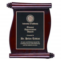 Rosewood Piano Finish Scroll Plaque, 10.5" wide x 14" tall